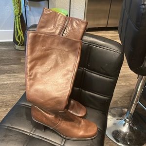 Brown leather boots